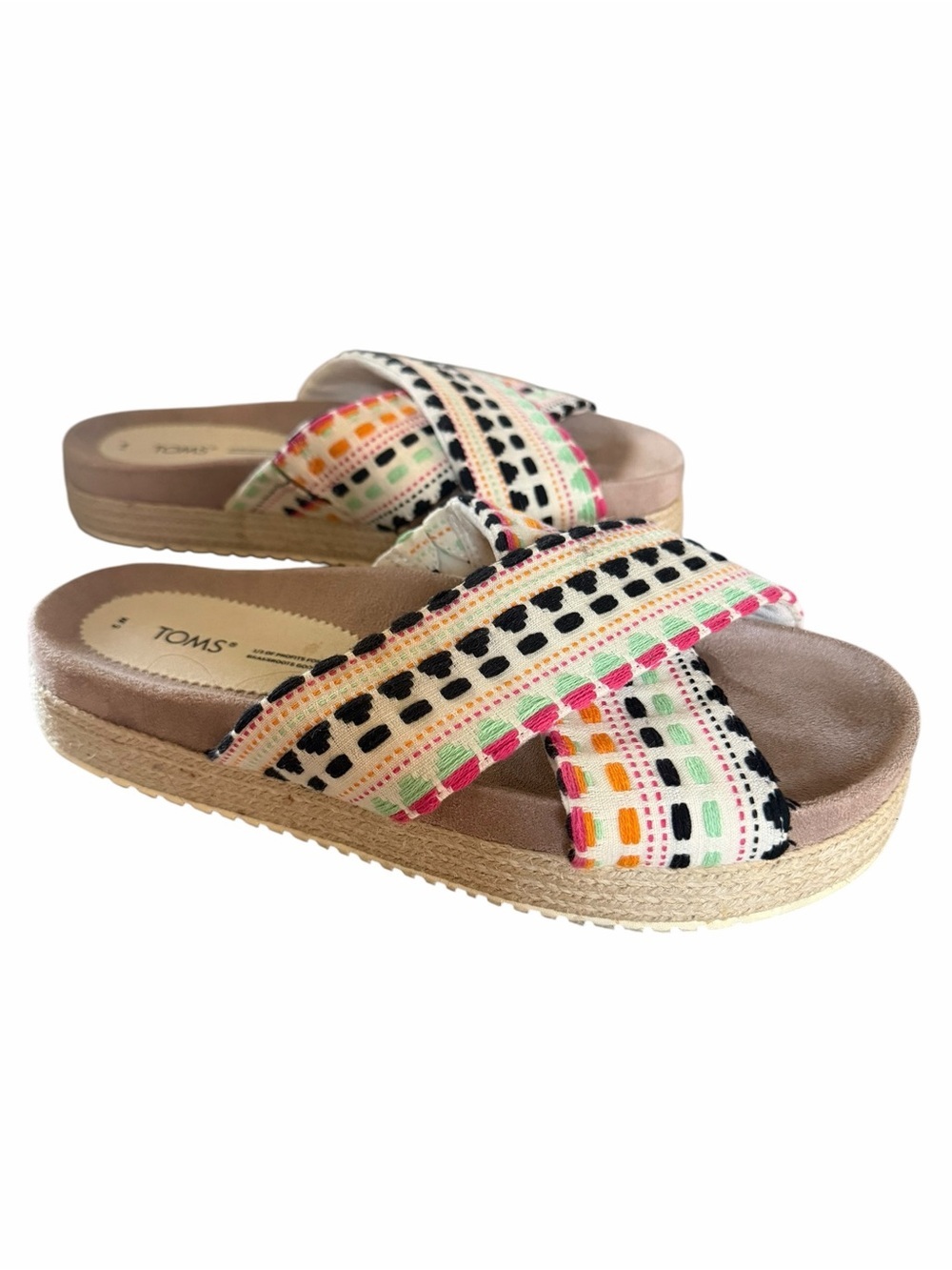TOMS Multicolor Stitched Slide Sandals - Picture 4 of 6